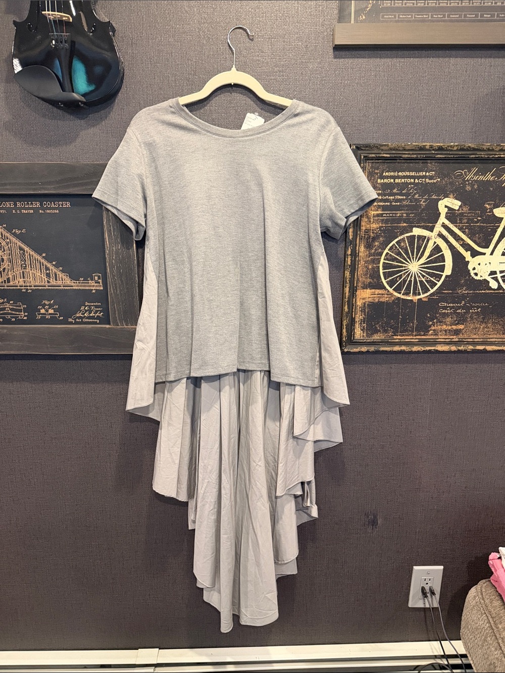 Casual Light Gray High-Low Layered shirt